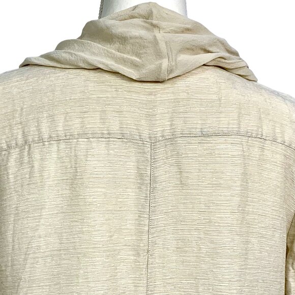 Chico's Sofie Scarf Silk Linen Blazer S 4 Neutral Open Front Pockets Lagenlook - Picture 7 of 13
